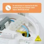 RF-BW-T wiring shown—installing this product requires a qualified electrician.