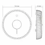 Technical drawing of FA6615-R, round device, 118.1mm wide, 31.5mm thick (side/front views).