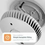 FA6611-R smoke alarm with baseplate, simple screw fitting, and labelled installation diagram.
