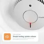 FA6620-R: White smoke alarm with test button, red indicator, and quiet self-test feature.