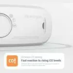 Close-up of FA3313-EUX10 carbon monoxide alarm with fast CO level detection text.