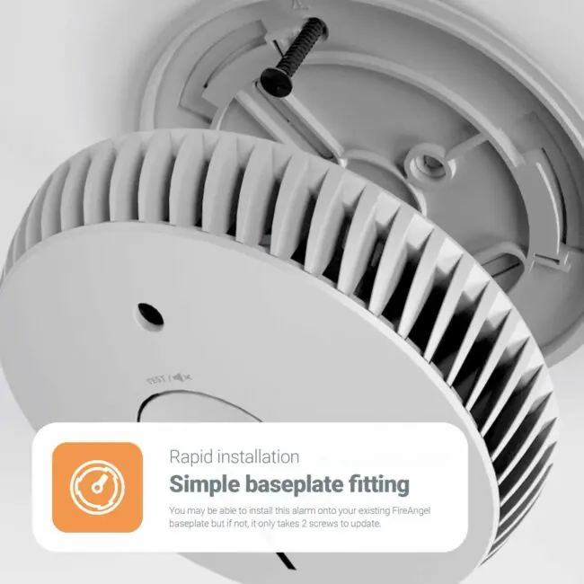 The FA6615-R smoke alarm features rapid, simple installation to any ceiling base.