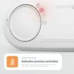 Close-up of FA3820-EUX10 carbon monoxide alarm with red CO warning and alarm memory.