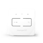 White FP1014W2-R alarm with smart control, labelled icons, and front panel buttons.