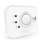 White FireAngel Pro FP1820W2-R carbon monoxide alarm with indicator lights and test button.