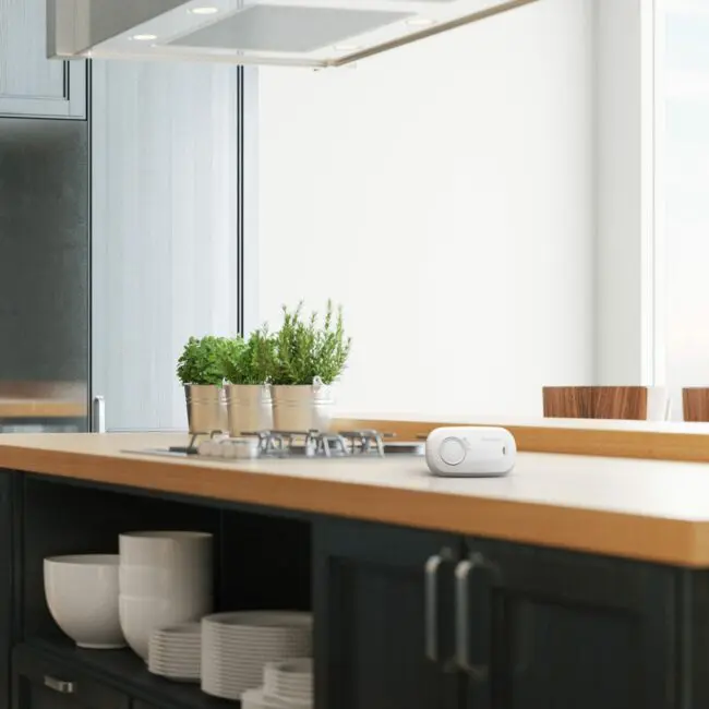 Modern kitchen with herbs in pots and FA3313-EUX10 on the wooden worktop.