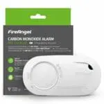 FA3328-EUT carbon monoxide alarm in white, with green and black packaging in the background.