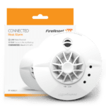 Two FP1740W2-R heat alarms displayed with their orange and white FireAngel Pro boxes.