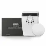 FS1552W2-T: white vibrating alarm with round pad, black box labelled Combined Strobe & Vibrating.