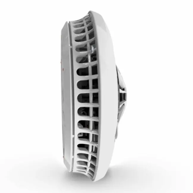 Side view of FS1226-T smoke detector with vents on a white background.