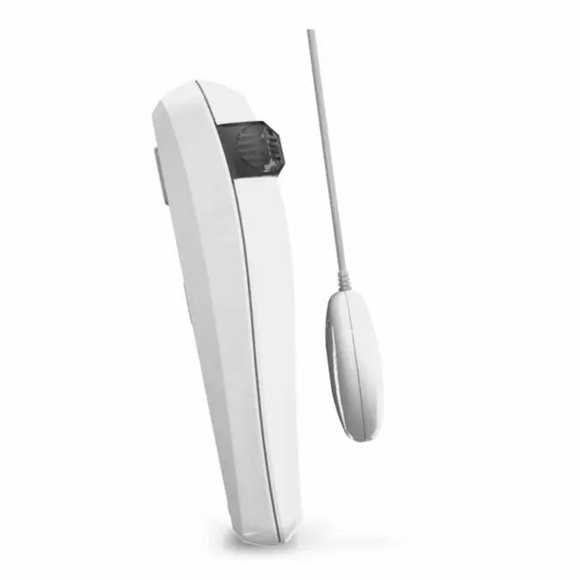 FS1552W2-T white handset with coiled cord, upright on a white background.