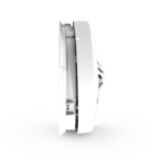 Side view of HW1-R, a white round smoke detector, against a plain light background.