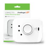 FP1820W2-R carbon monoxide alarm displayed in front of its FireAngel PRO packaging.