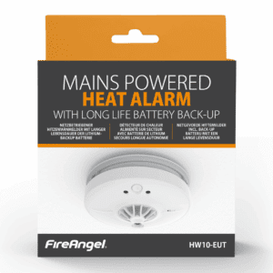 Box for HW10-EUT mains heat alarm with long-life battery backup.