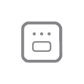 Grey icon of a square with three dots above a rectangle, on a white circular background.