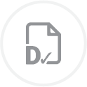 Grey document icon with a large D and tick, symbolising Grade D alarms and fire safety.