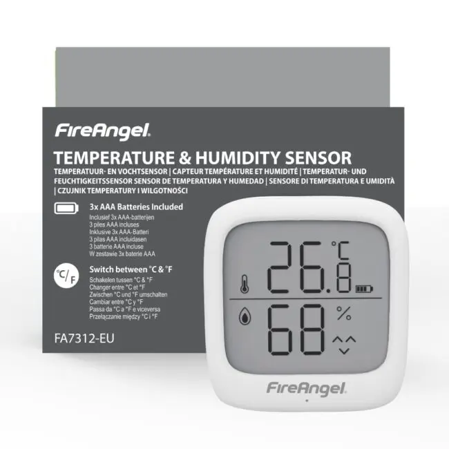 FA7312-EUX4 sensor shows 26.8°C temperature and 68% humidity.