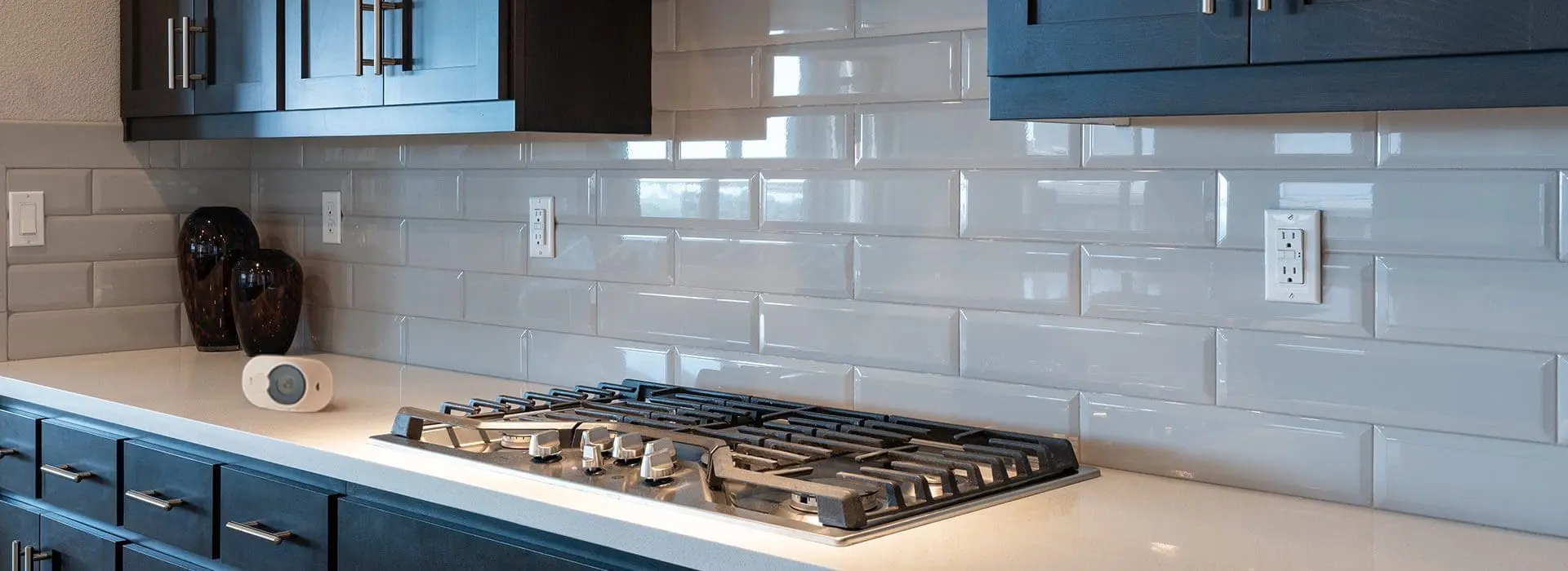 kitchen counter-top with a carbon monoxide alarm