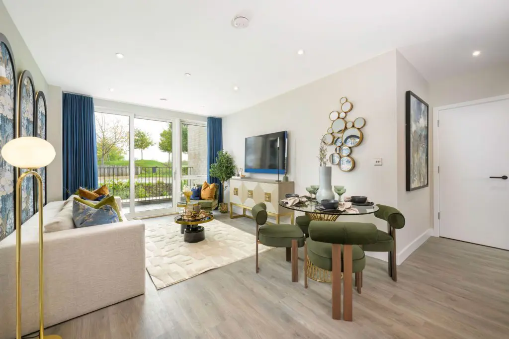 An open plan living room with a FireAngel smoke alarm fitted