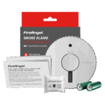 FA6611-R smoke alarm kit with escape light, batteries, and manual.