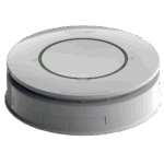 White, round Spec+ Enhanced Optical Smoke Alarm with central test button, SP500 compliant.