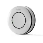 Spec+ Enhanced Optical Smoke Alarm with circular design, viewed at an angle on white background.