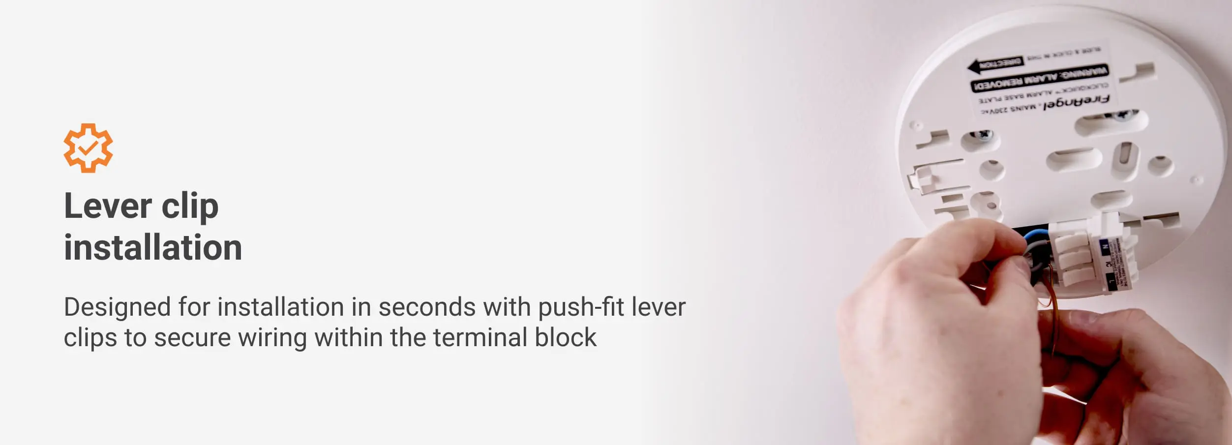 Spec+ lever clip installs in seconds; ideal for contractors securing wiring in terminal blocks.