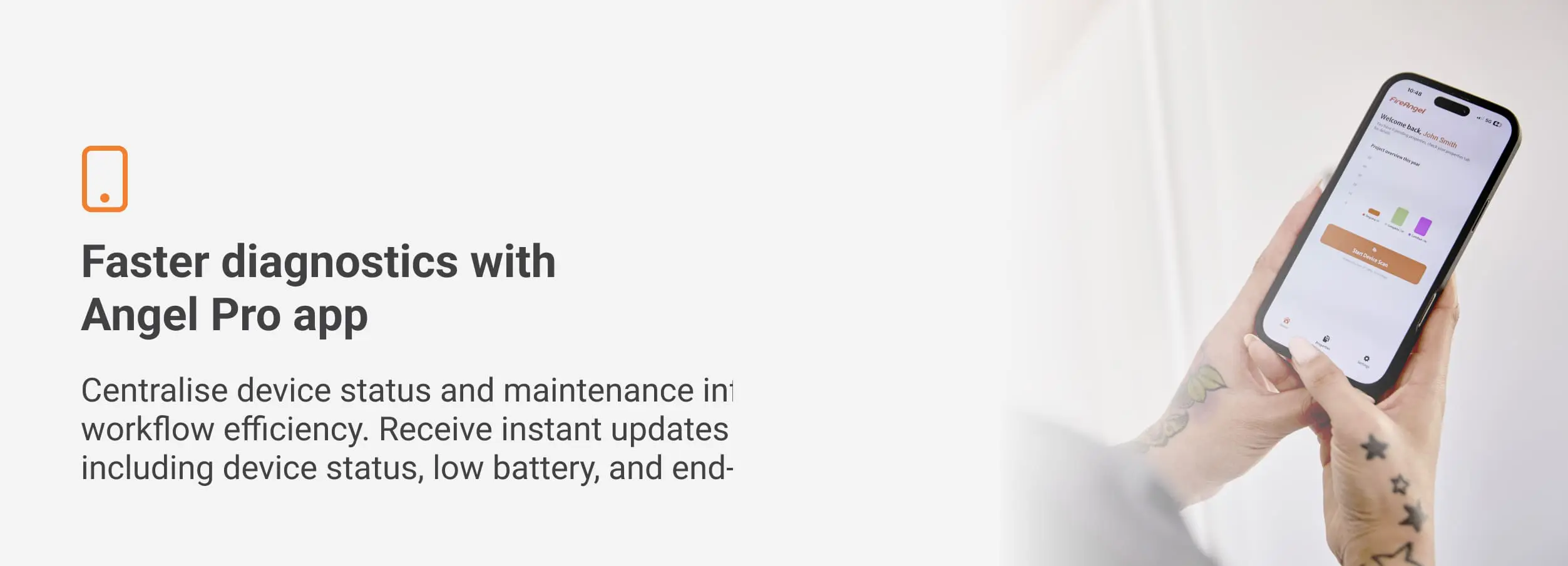 Contractors use Spec+ in the Angel Pro app to save time on device diagnostics and status updates.