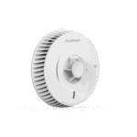 White FireAngel FA8620BW-R smoke alarm, circular with vented sides and central button.