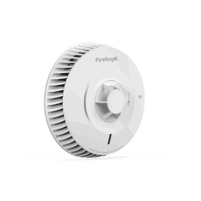 White FireAngel FA8922BW-R smoke alarm with central button, shown on a plain background.