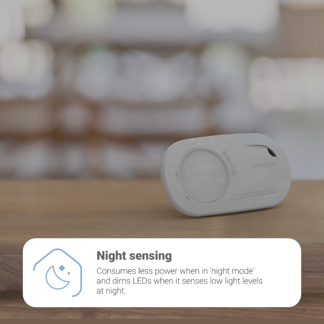 FA8827BW-R sensor on table with night sensing feature emphasised in a foreground text box.