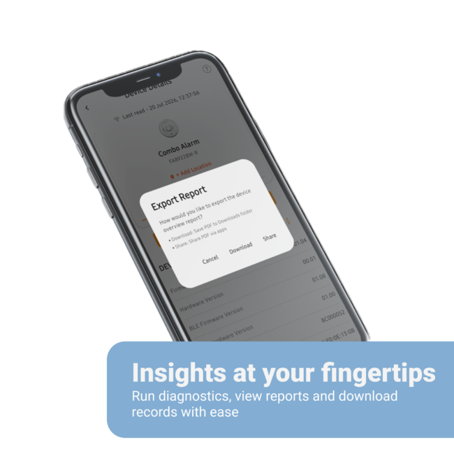 Angel Connect app shows export report pop-up with quick insights.