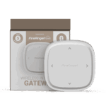 White FireAngel FA8080BW-R gateway sits in front of its brown and white packaging box.