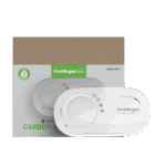 FA8827BW-R carbon monoxide alarm shown with branded box; green and grey branding visible.