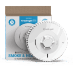 FA8922BW-R smoke and heat alarm displayed in front of its product box with details shown.